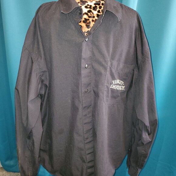 Charcoal Harley-Davidson button up long sleeve 100% Cotton Shirt 3XL - Picture 2 of 6